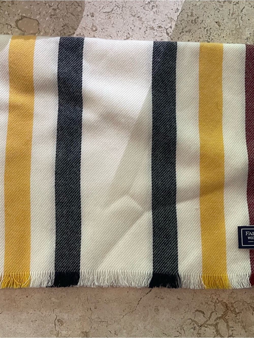 NWT Faribault Natural Revival Stripe 100% Merino Wool Scarf Scotland